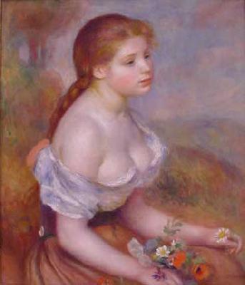Pierre Renoir Young Girl With Daisies oil painting picture
